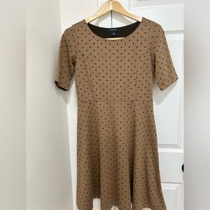 LANDS END MIDI Brown Polka Dot Dress